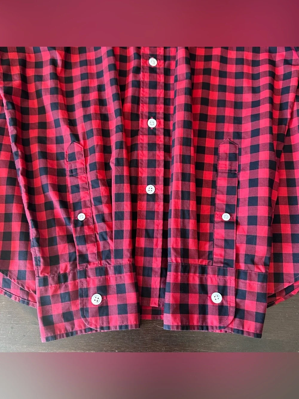 Thomas Mason Archive J Crew Red Buffalo Check 100% Cotton Buttoned Slim Shirt